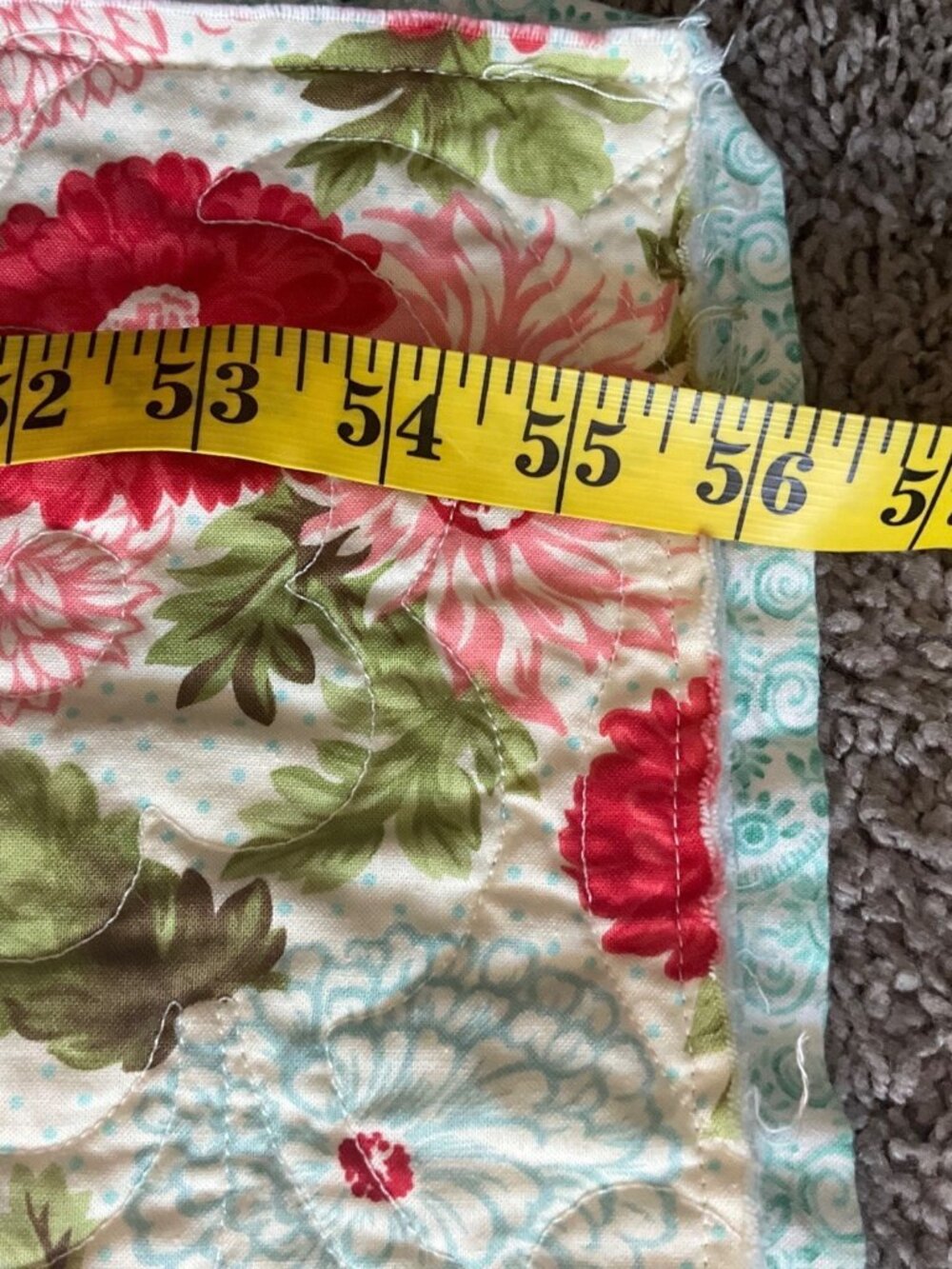Handmade Reversible Quilt Floral & Geometric Patchwork Full/Twin 56"x66" French - Picture 4 of 10